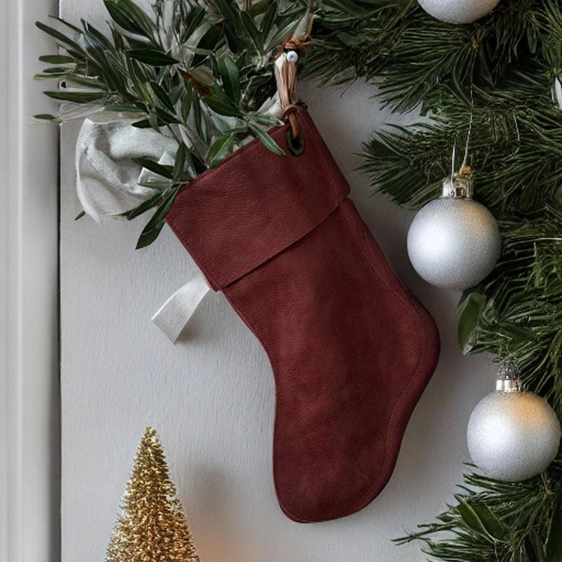 Creative Leather Christmas Stockings Holiday Gift Bags Candy Holders Tree Ornaments | Holiday Decorations