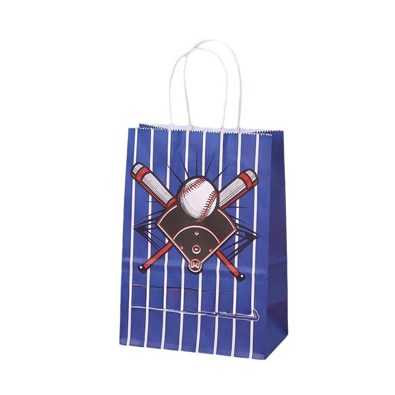 Fashion Baseball Print Kraft Paper Gift Bag Portable Party Shopping Tote|Gift Bags & Packaging