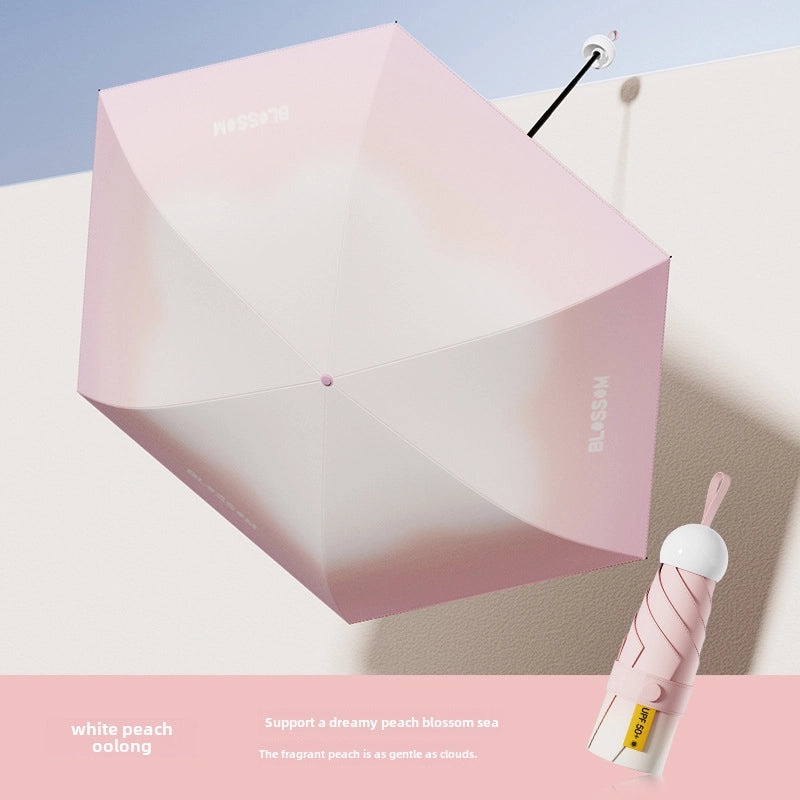 60% Foldable Sun Umbrella Women’s UV Protection Compact Portable Sunscreen Rainproof Dual-Use Mini Card Pocket|Umbrellas & Sun Protection