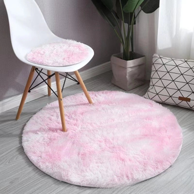 Nordic Style Round Carpet Long Hair Rug for Bedroom Living Room Coffee Table Yoga Fitness Mat with Hanging Basket & Chair Cushion|Home Decor Rugs