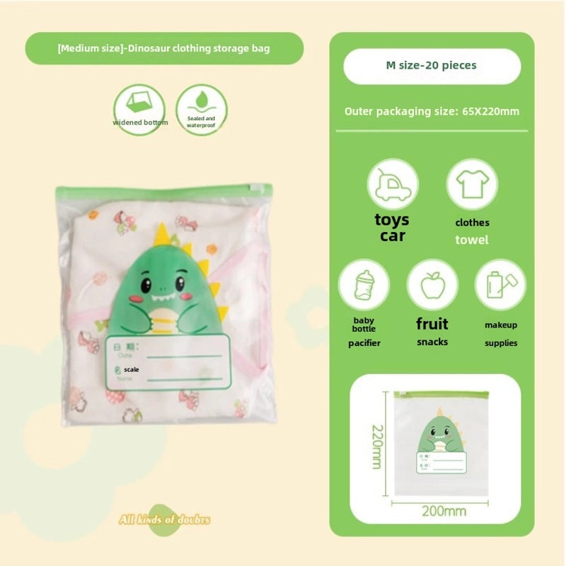 Cartoon Transparent Zipper Storage Bag for Kids Kindergarten Clothes | Kids Storage Bags