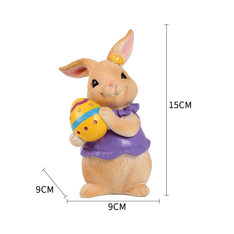 Easter Bunny Resin Figurine Cartoon Style Spring Holiday Table Decor 1 Piece|Home Decor