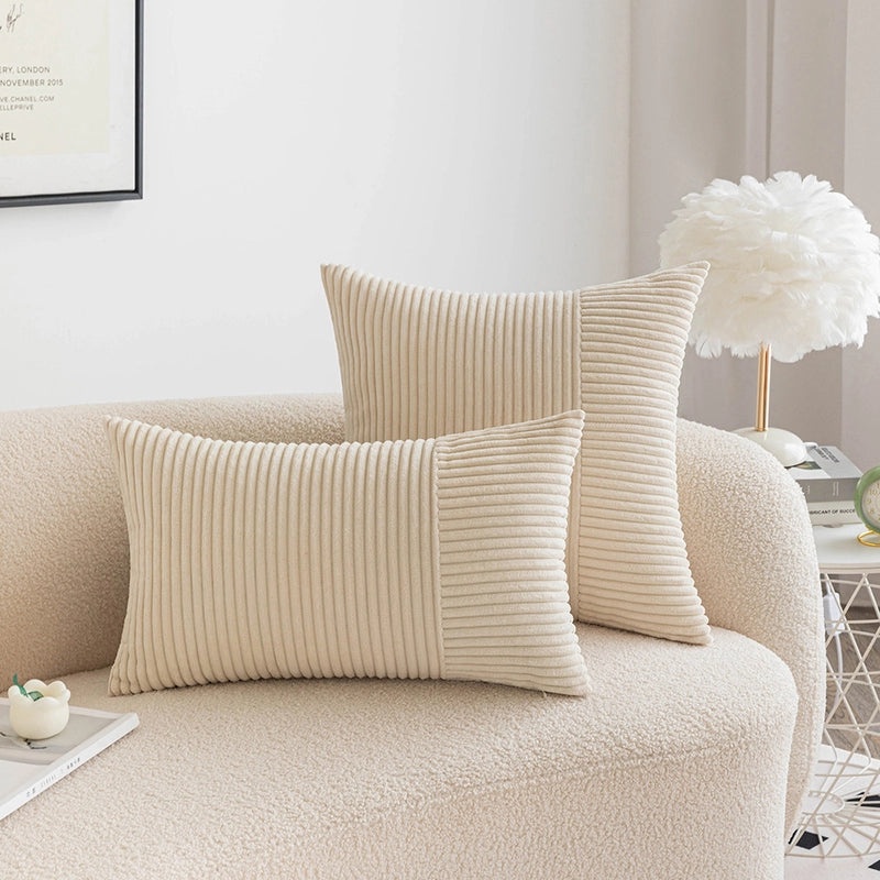 Corduroy Stitched Pillowcase Solid Color Modern Waist Cushion Cover for Living Room Sofa|Home Decor Cushions
