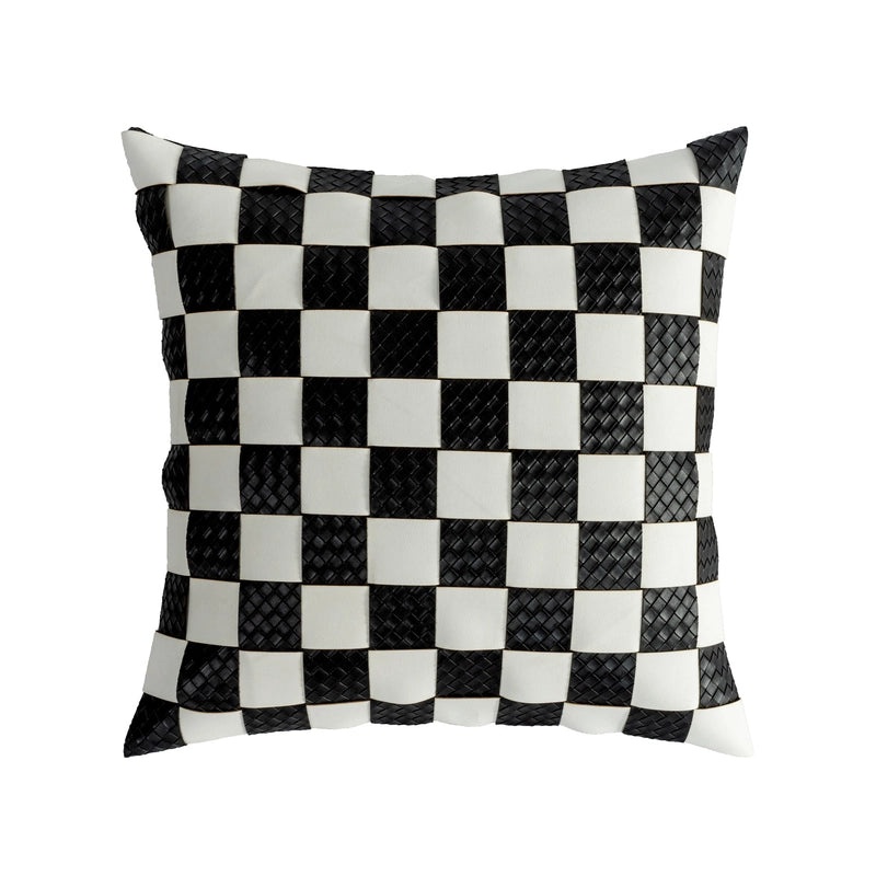 Geometric Pattern Solid Color PU Leather Pillow Covers for Couch Sofa Decor|Home Decor & Cushion Covers