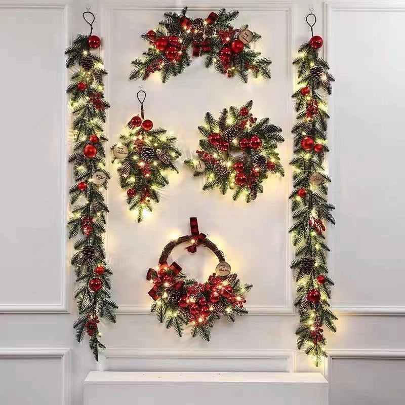 Meiyu Christmas Tree PE Snow Garland Red Hawthorn Fruit Door Window Hanging Decoration|Holiday Home Decor