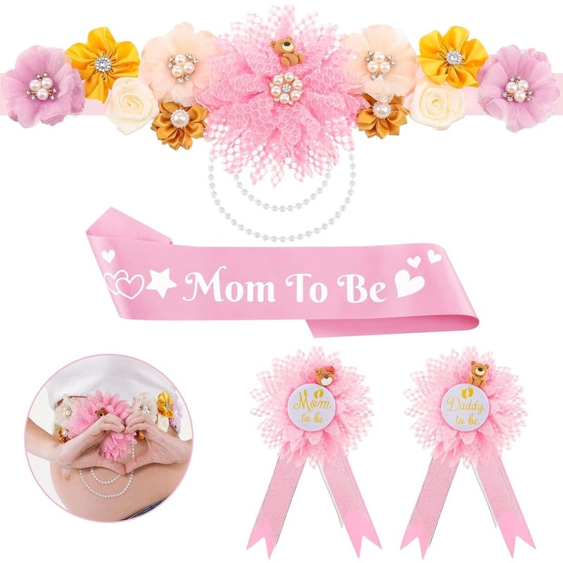Mom To Be Flower Belt Baby Shower Corsage Badge Decorative Accessory | Baby Shower Accessories