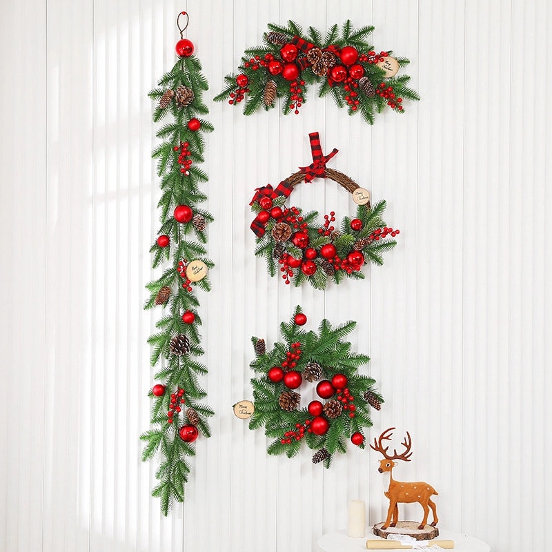 Christmas PE Rattan Garland with Christmas Tree Horn Pendant for Mall and Hotel Window Decoration|Home Decor & Seasonal Decorations