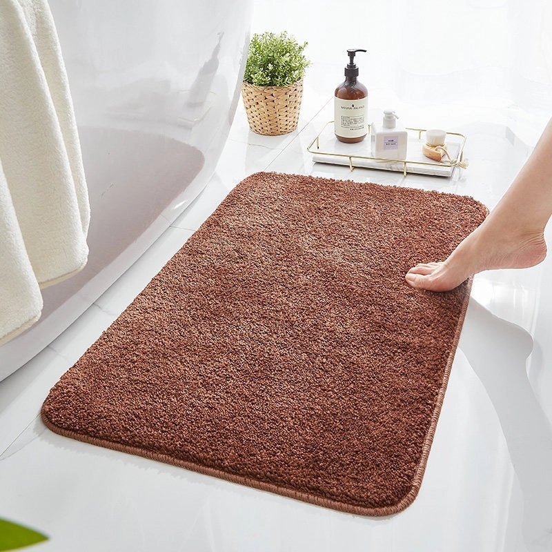 Solid Color Non-Slip Bathroom Door Mat Thickened Absorbent Fiber Floor Mat|Home & Living Bath Accessories