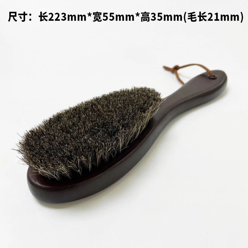 Wooden Handle Shoe Brush with Beech Wood and Horsehair for Leather and Suede Polishing | Shoe Care & Cleaning Tools