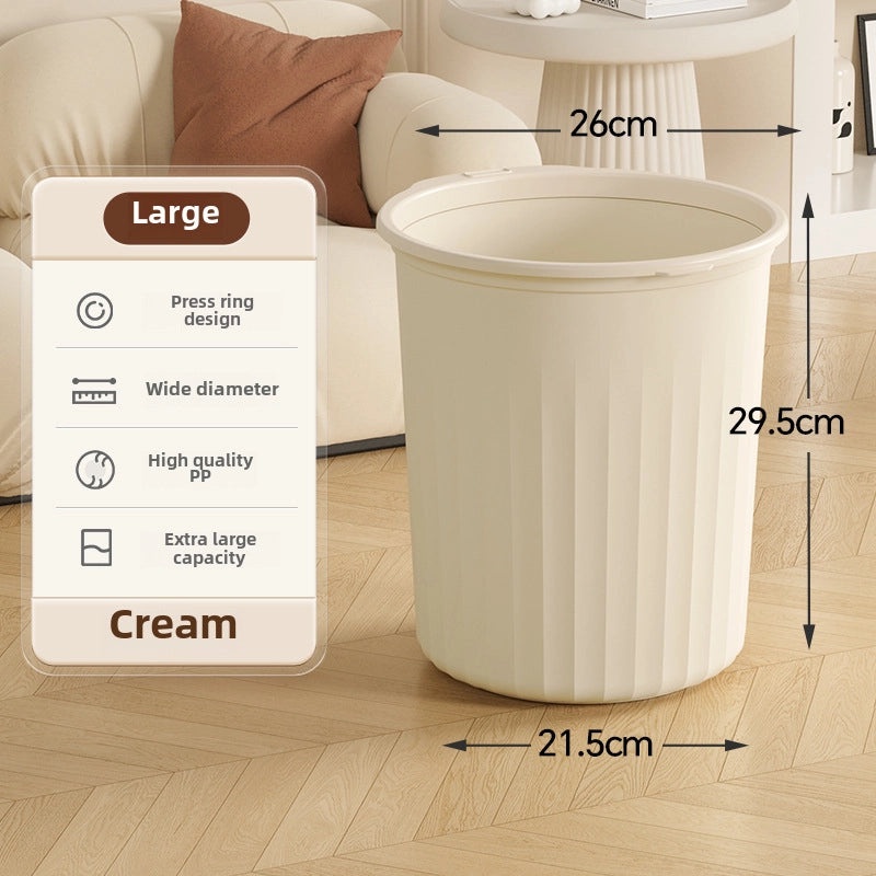 High-Quality Plastic Kitchen and Bathroom Trash Bin Large Uncovered Simple Design Pressure Ring|Home & Kitchen Storage