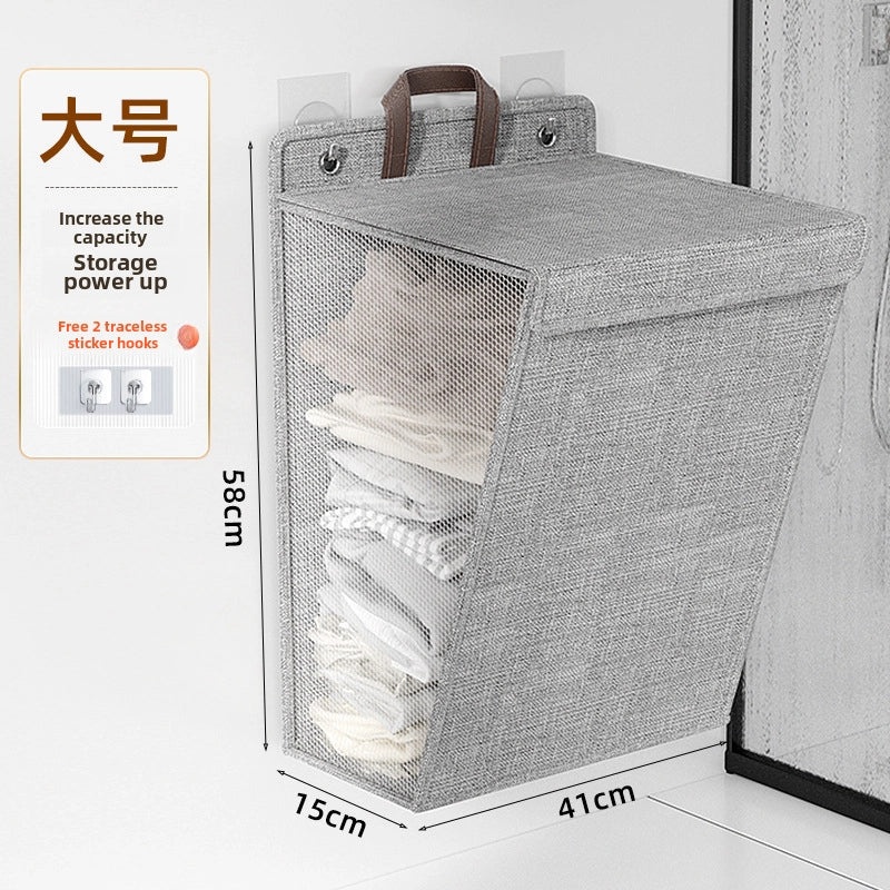 Foldable Fabric Laundry Basket Wall Mounted Waterproof Cotton Linen Dirty Clothes Storage|Home Organization & Storage