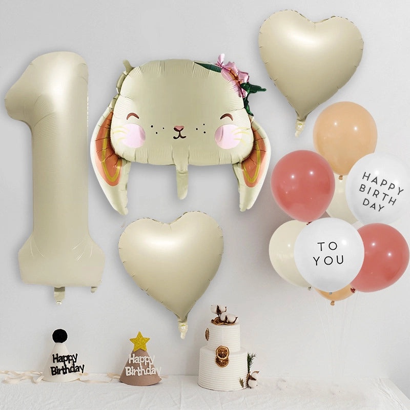 2 Pieces Birthday Rabbit Number Balloons Aluminum Foil Cute Party Decorations|Party Supplies Balloons
