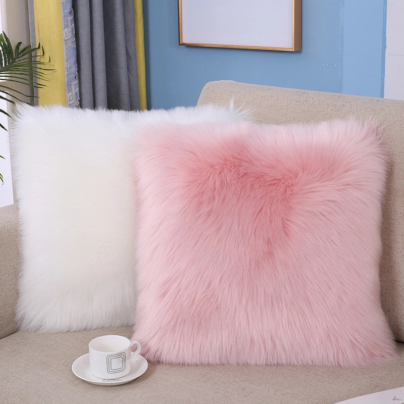 Nordic Plush Pillow Soft Solid Color Faux Wool Cushion Cover for Sofa Bedside Decorative Cushion|Home Decor Cushions
