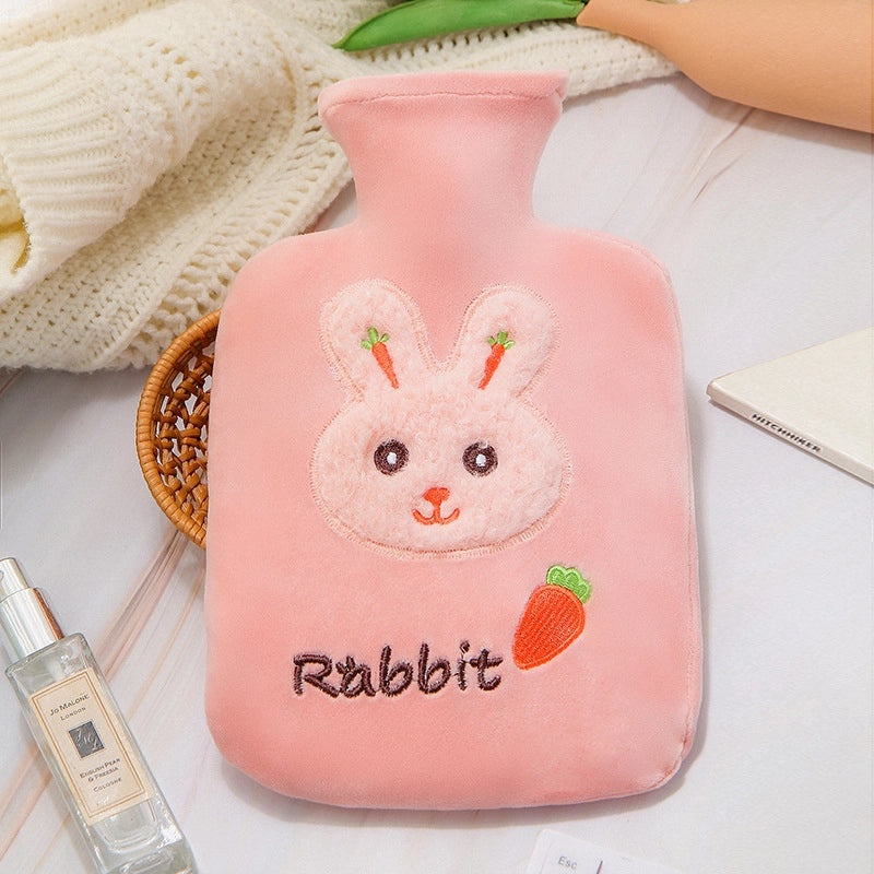 Winter PVC Water Injection Hot Water Bag with Velvet Cover Portable Thickened Large Hand Warmer for Students|Home & Living