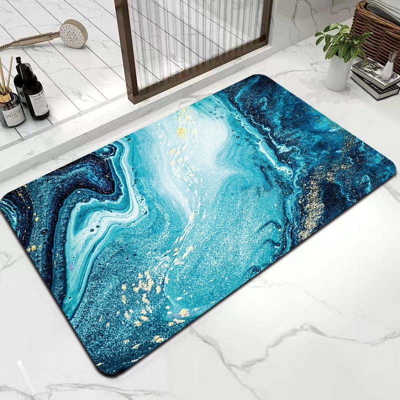 Diatom Mud Absorbent Bathroom Floor Mat Marble Design Large Non-Slip Door Mat | Home & Bath Accessories