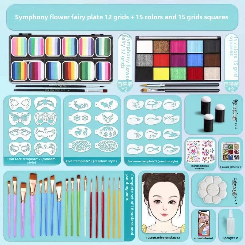 12-Color Face Paint Set for Kids Water-Soluble Safe Halloween Body Makeup|Children's Face Paint & Body Art