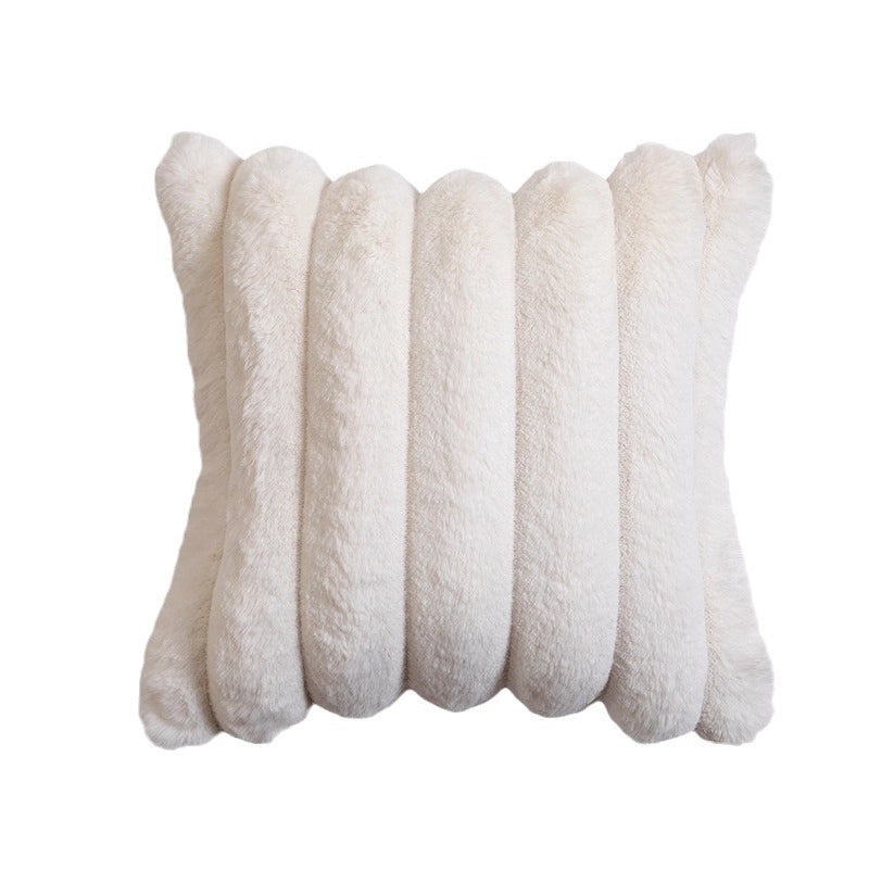 Nordic Soft Plush Rabbit Pillowcase Solid Color Striped Long Cushion for Bed Sofa|Home Decor Pillows