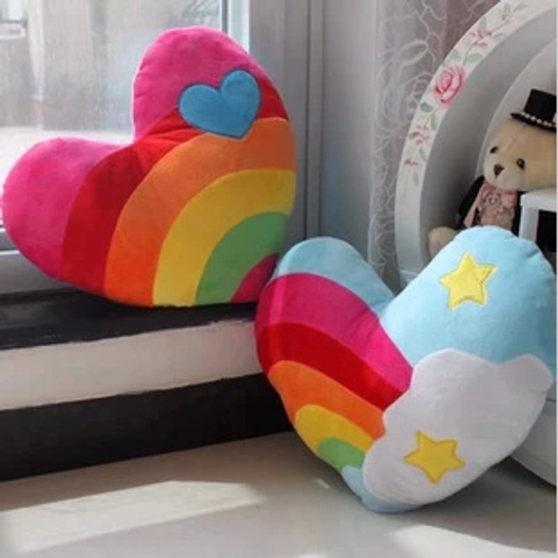 Rainbow Star and Heart Plush Throw Pillow for Sofa Couch Decor|Home Decor & Throw Pillows