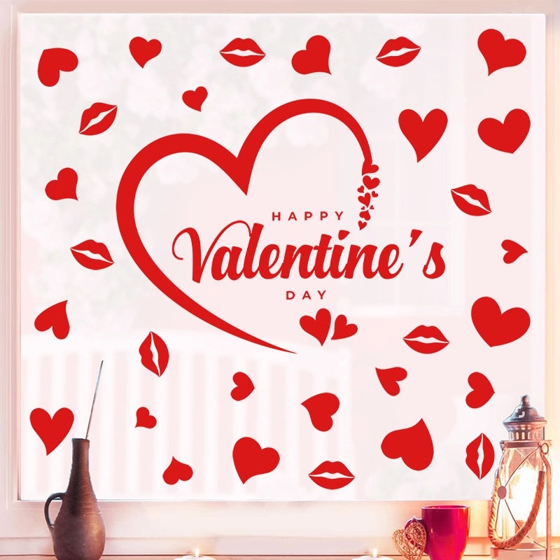 Valentine's Day Heart Shaped PVC Wall Sticker for Casual Home Decor|Home Decor