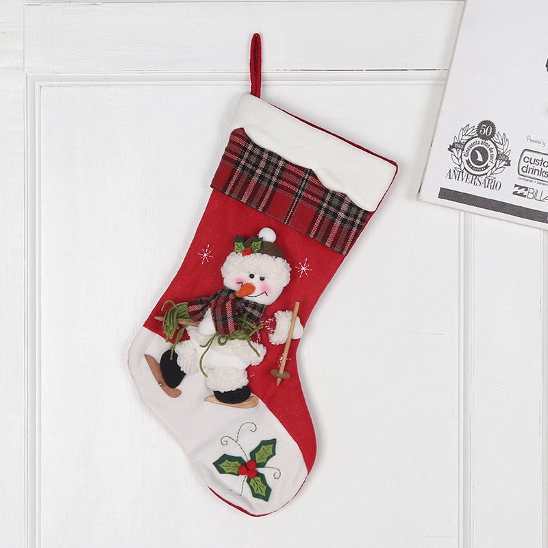 Christmas Stocking Gift Bag Large Santa Snowman Candy Holder Hanging Ornament | Christmas Decorations
