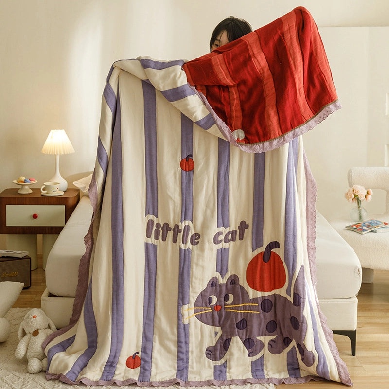 Adorable Cartoon Animal Cotton Summer Blanket for Kids|Home & Bedding