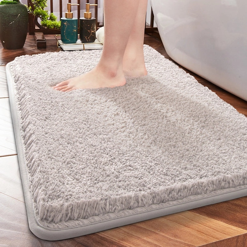 Solid Color Non-Slip Bathroom Door Mat Thickened Absorbent Fiber Floor Mat|Home & Living Bath Accessories