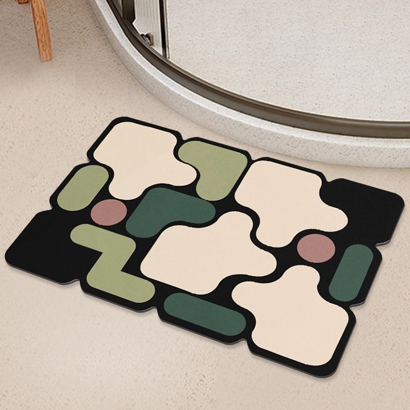Geometric Diatom Mud Absorbent Bath Mat Non-Slip Soft Bathroom Rug|Bath Accessories