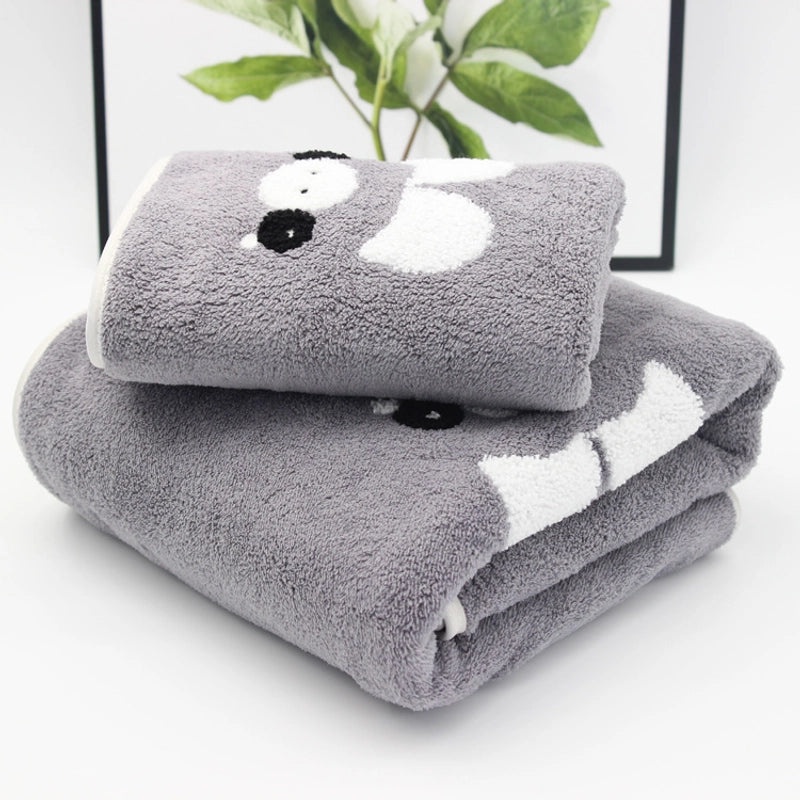 Adorable Cartoon Coral Fleece Bath Towels Soft Absorbent Bathroom Linen|Home & Bath Accessories