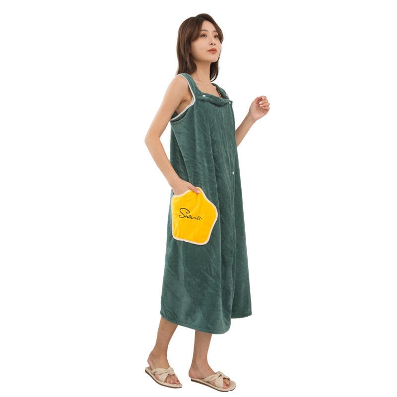 Starry Coral Fleece Bath Skirt Women’s Thick Absorbent Magic Wrap Towel Comfortable Home Bathrobe|Home & Bath>Bathrobes & Wraps