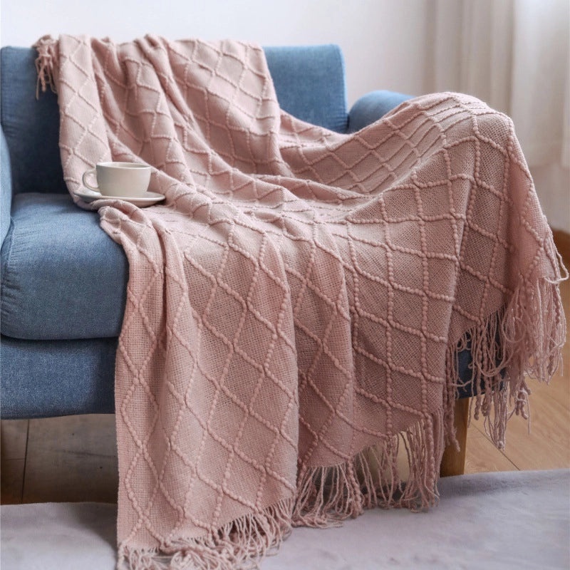 Cozy Solid Color Acrylic Fiber Blanket for Home | Bedding & Blankets