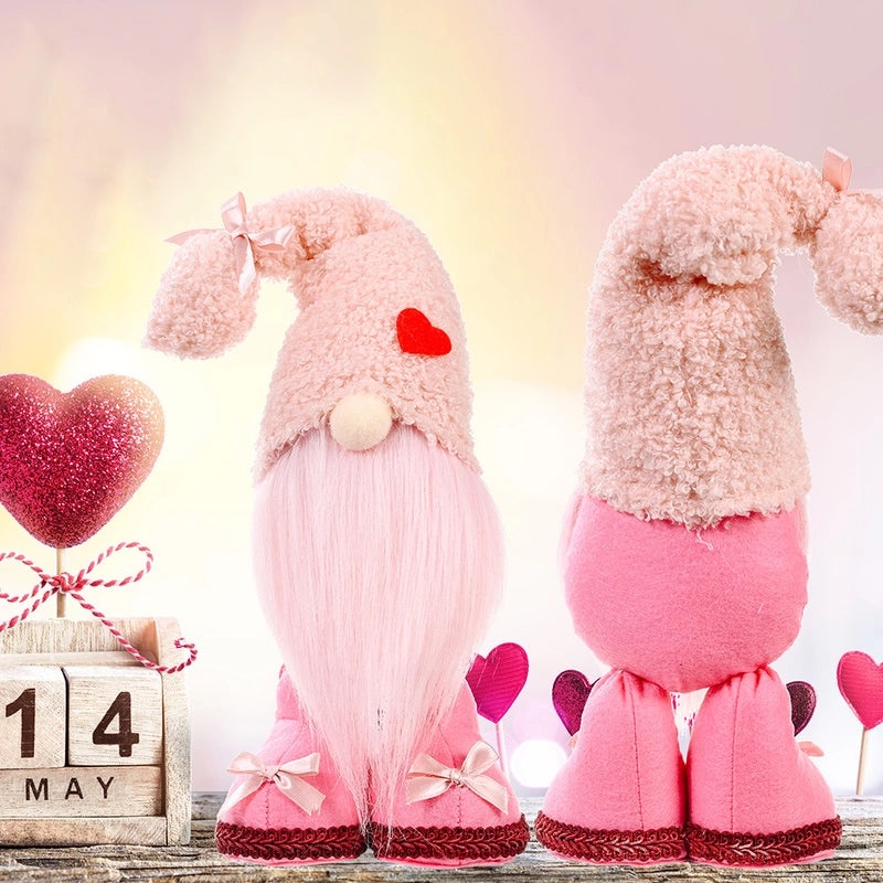 Heart Shape Bow Knot Rudolph Doll Holiday Table Decor Indoor Cute Plush Toy|Home Decor