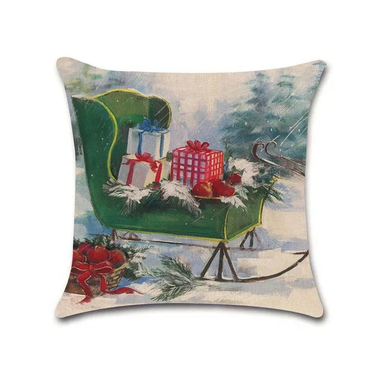 Christmas Cartoon Truck & Tree Linen Pillowcase New Holiday Decor | Home & Living Decor