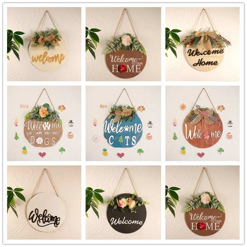 Wooden Welcome Sign Hanging Door Ornament for Easter and Christmas Home Decor | Home Decor