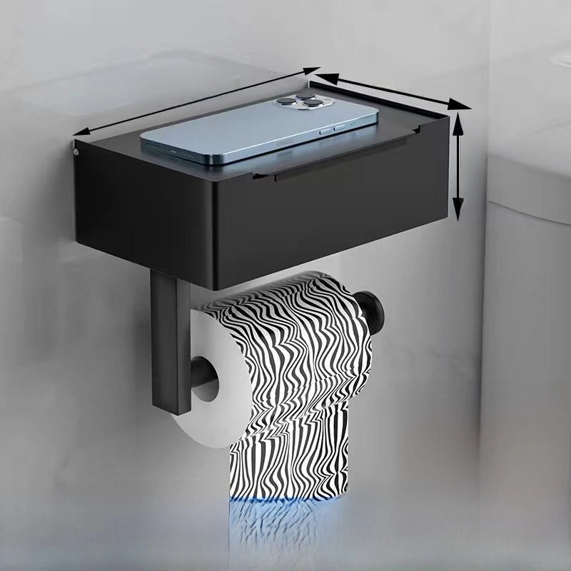 Multifunctional Black Stainless Steel Bathroom Tissue and Wipe Rack Punch-Free Installation|Bathroom Accessories