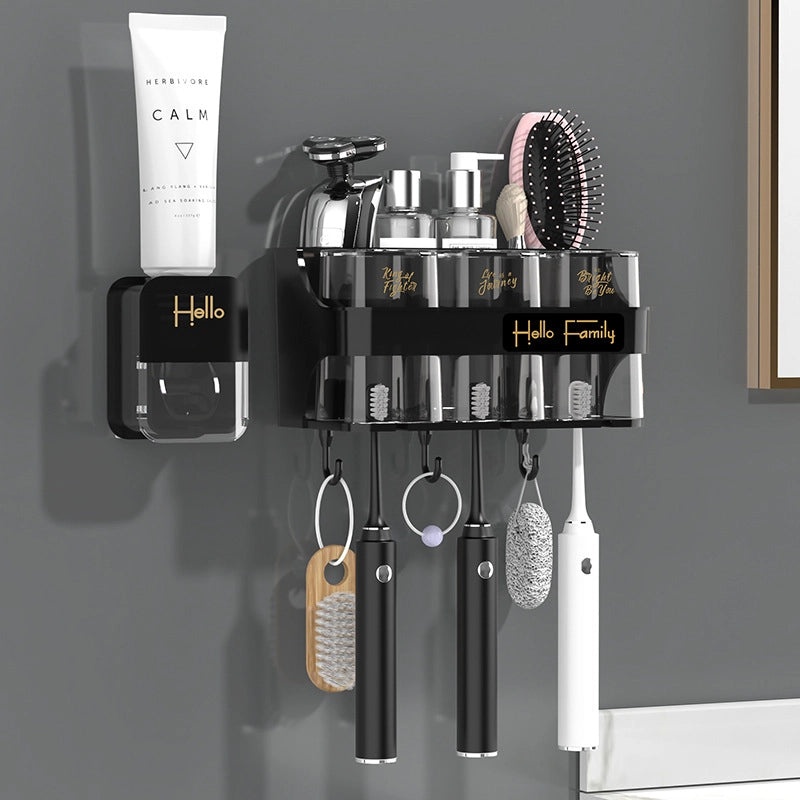 Wall-mounted Toothbrush and Gargle Cup Holder Non-drill Bathroom Storage Box | Bathroom Accessories