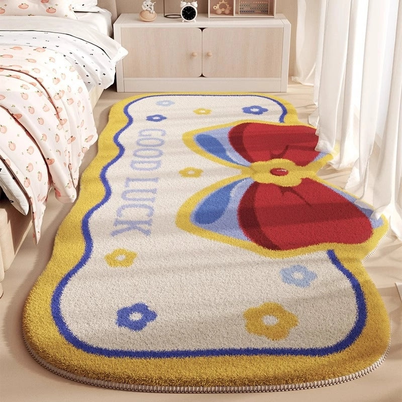 Plaid Cherry Bow Knot Faux Cashmere Bath Mat for Bathroom | Home Decor & Bath Accessories