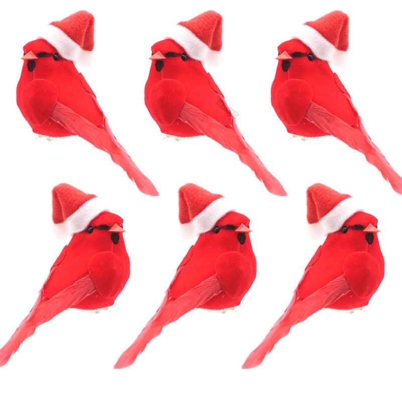 Red Bird Christmas Tree Clip 6cm Mini Simulation Garland Decoration with Feet|Holiday Ornaments