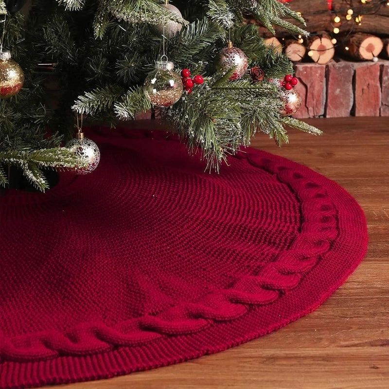 Christmas Minimalist Classic Solid Color Polyester Tree Skirt for Holiday Decor|Home Decor & Holiday Decorations