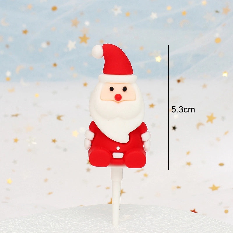 Christmas Cake Decoration Set Soft Glue Plug-in Christmas Tree Santa Snowman Reindeer Holiday Decor|Christmas Cake Decorations