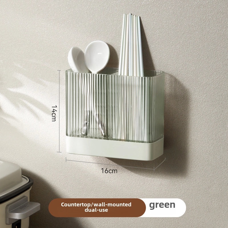 Wo Dou Kitchen Wall Mount Rack Set with Knife Holder, Chopsticks Cage, Pot Cover Storage Box | Kitchen Storage & Organization