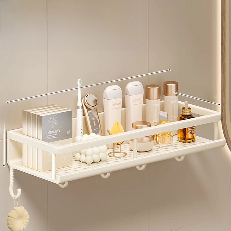 Cream Style Punch-Free Toilet Storage Rack White Wall-Mounted Bathroom Shelf|Bathroom Storage Organizers