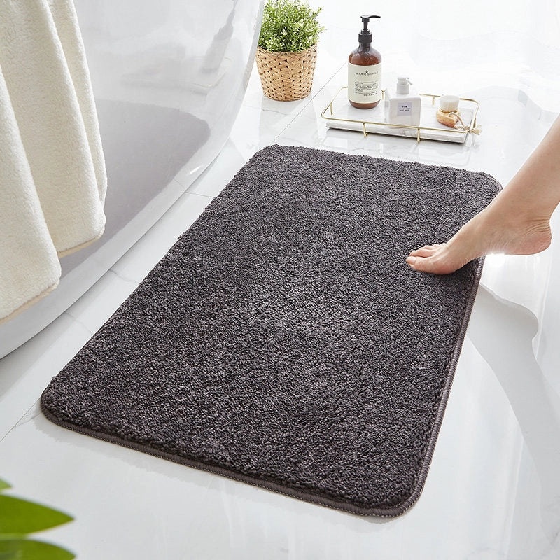 Solid Color Non-Slip Bathroom Door Mat Thickened Absorbent Fiber Floor Mat|Home & Living Bath Accessories