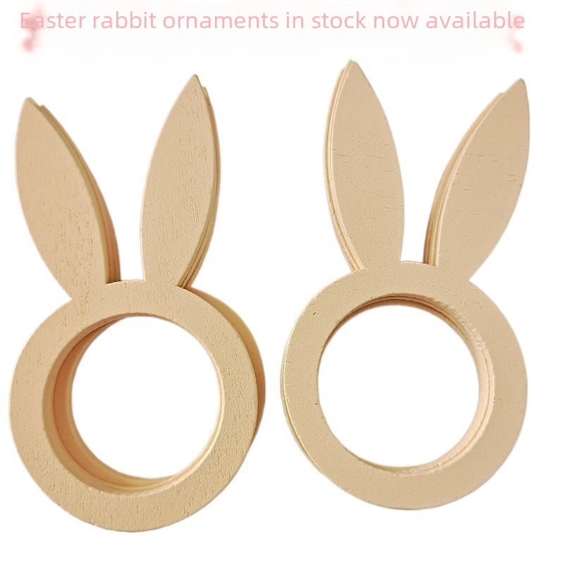 Easter Bunny Wooden Napkin Rings Decorative Tableware Holder Creative Office Craft Ornaments|Home Decor