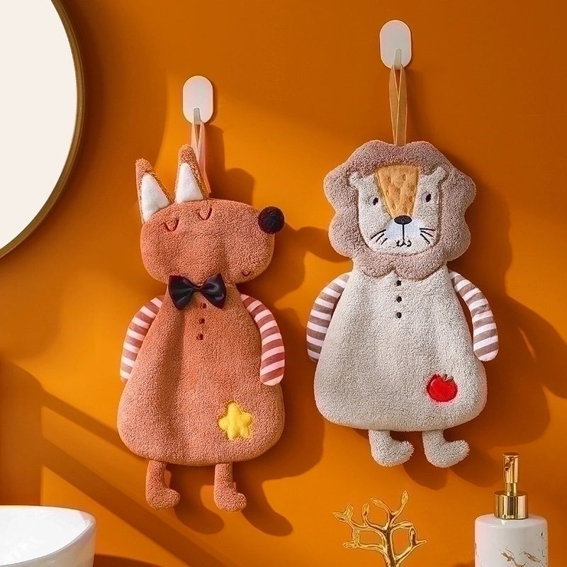 Adorable Animal Coral Fleece Towels - Dog, Bear, Fox Designs | Home & Living - Bath Accessories