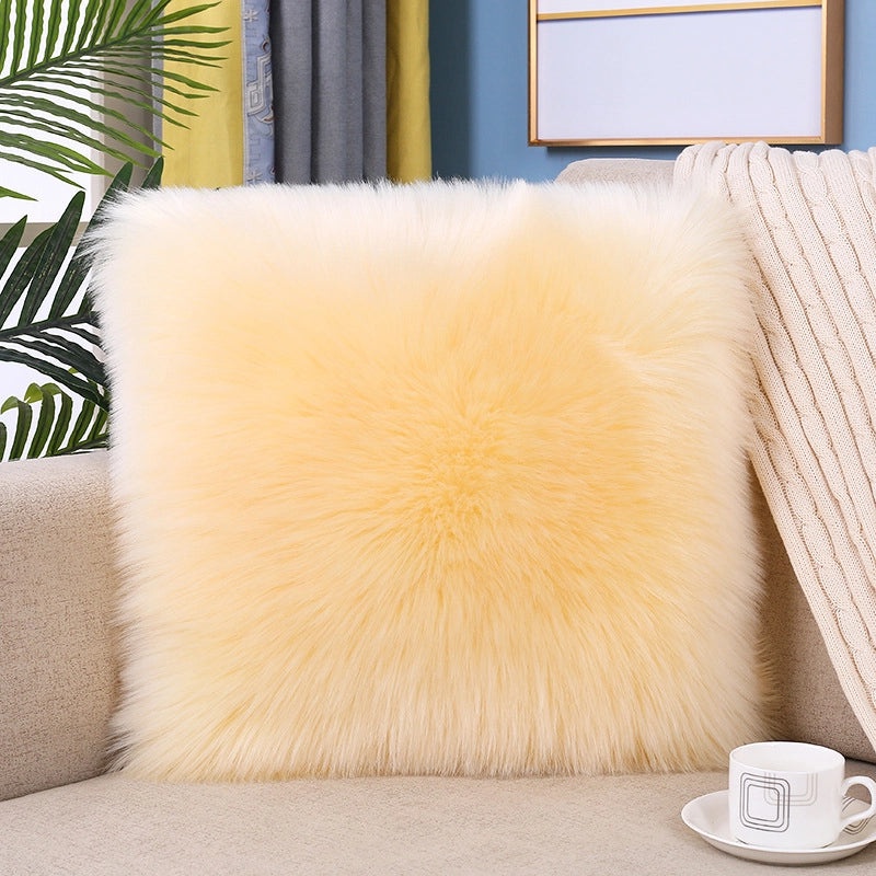 Nordic Plush Pillow Soft Solid Color Faux Wool Cushion Cover for Sofa Bedside Decorative Cushion|Home Decor Cushions