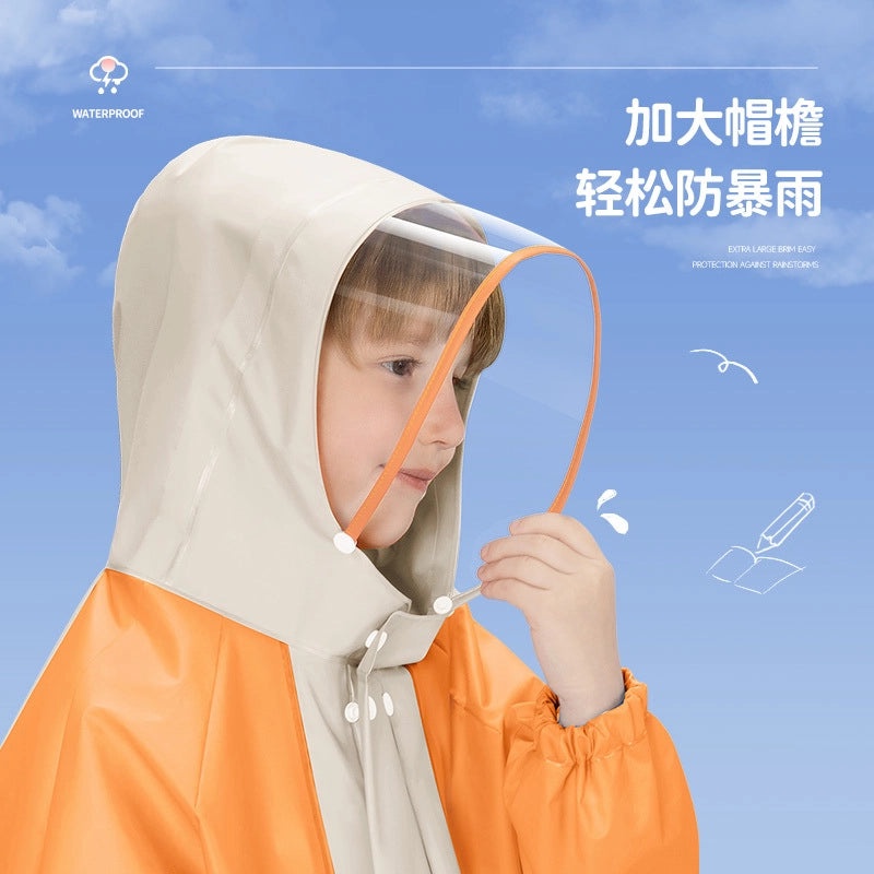 Kids Waterproof Raincoat Poncho with Schoolbag Cover for Kindergarten and School | Kids Rainwear