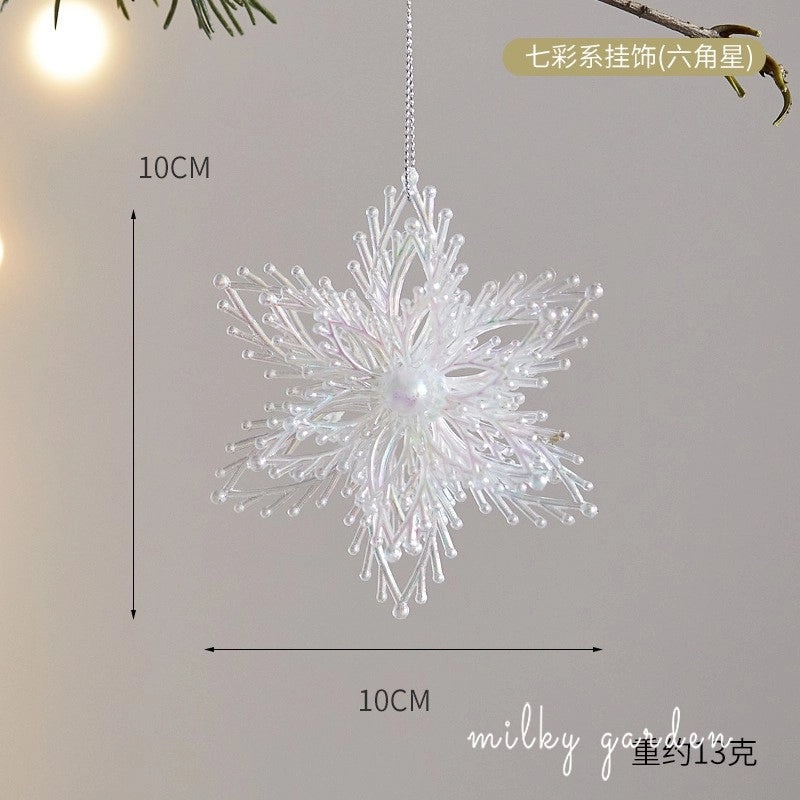 Milky Garden Glitter Christmas Tree Pendant Snowflake Star Angel Garland Hanging Ornament|Christmas Decorations