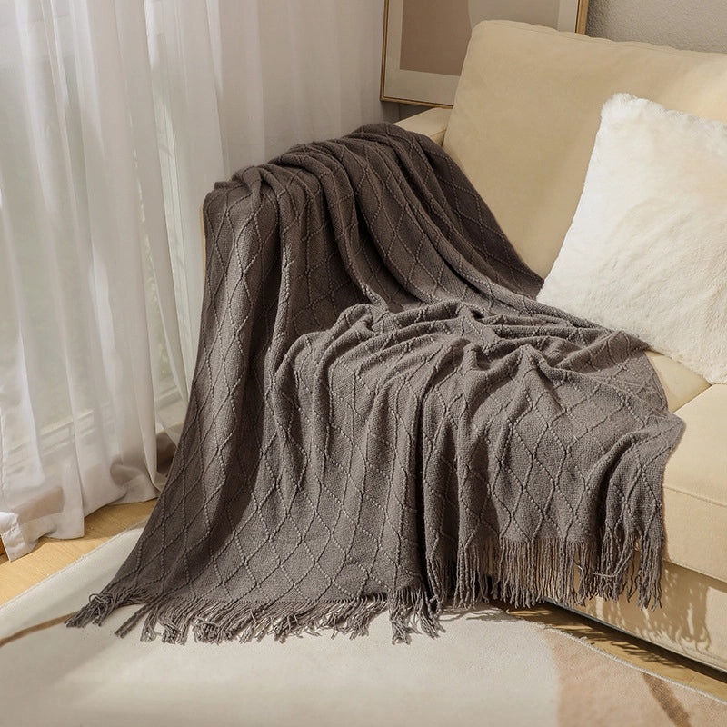Cozy Solid Color Acrylic Fiber Blanket for Home | Bedding & Blankets