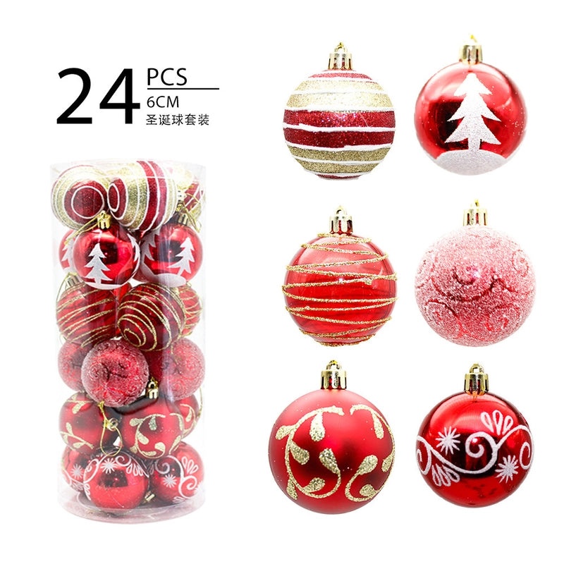 Creative 24-Piece 6cm Painted Transparent Christmas Ball Ornaments for Window Decoration|Christmas Decorations