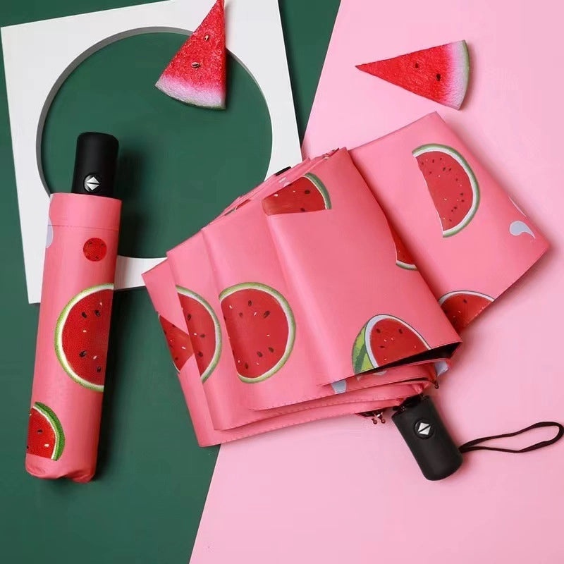 Fruit Print Folding Umbrella for Women | Sunny and Rainy Use | UV Protection and Sunshade | Lightweight and Portable | Fashion Accessories